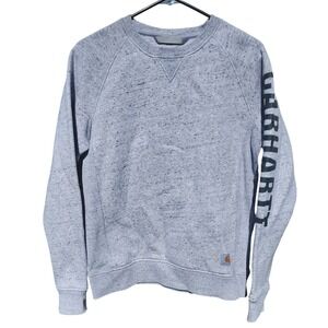 Carhartt Mens Relaxed Fit Crewneck Sweatshirt Gray Marl Sleeve Logo Medium